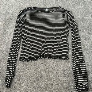 stripped long sleeve green tee